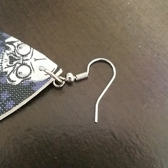 Handmade Faux Leather Skeleton Earrings - Picture 3 of 3